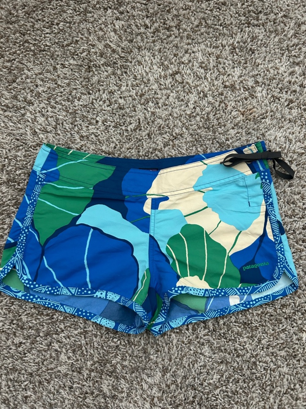 Patagonia Women's Shortie Boardie Surf Swim Board Shorts Size 4 Blue Green